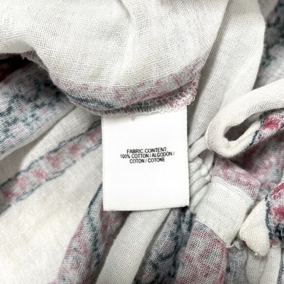 DEREK LAM 10 CROSBY tassel tie boho shirt cotton white red gray cotton tunic top - Picture 5 of 6